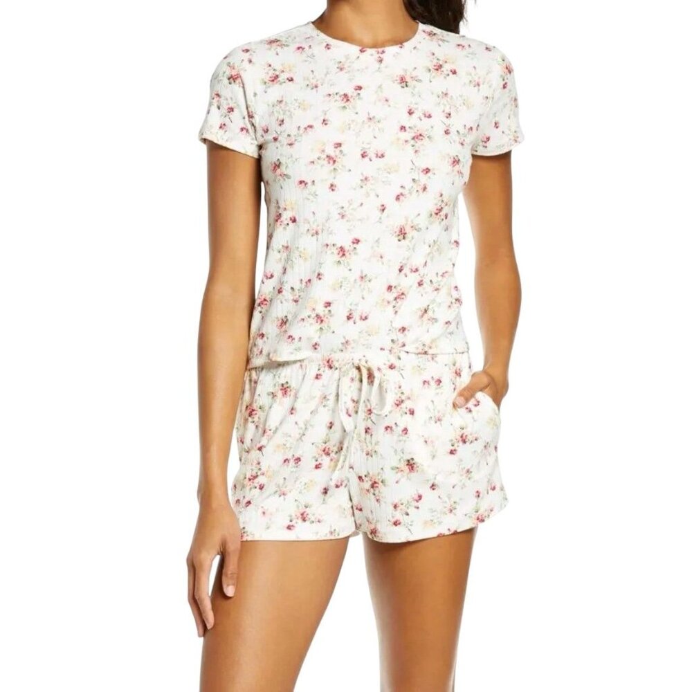Flora Nikrooz Women's New Size Small Floral Ribbed Pajama Set - Picture 2 of 5